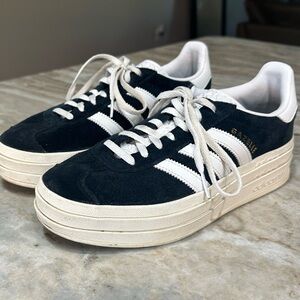 Adidas Black and White Gazelle Bold sz 8.5